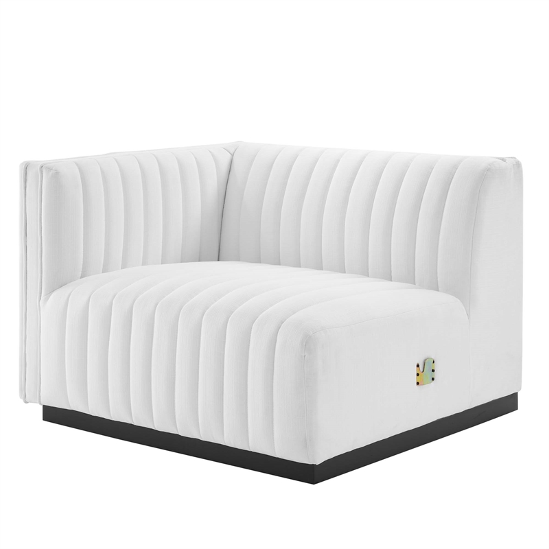 Pemberly Row Channel Tufted Fabric Loveseat in Black and White