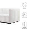 Pemberly Row Channel Tufted Fabric Loveseat in Black and White