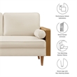 Pemberly Row Kellan Velvet 2-Seater Loveseat in Walnut Alabaster Finish