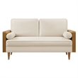 Pemberly Row Kellan Velvet 2-Seater Loveseat in Walnut Alabaster Finish