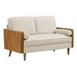 Pemberly Row Kellan Velvet 2-Seater Loveseat in Walnut Alabaster Finish