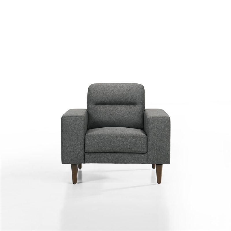 Pemberly Row Gray Arm Chair with Polyester Upholstery and Wood Frame