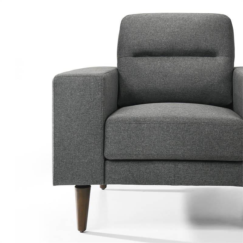 Pemberly Row Gray Arm Chair with Polyester Upholstery and Wood Frame