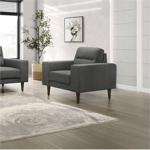 Pemberly Row Gray Arm Chair with Polyester Upholstery and Wood Frame