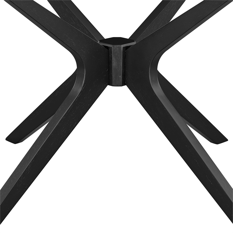 Pemberly Row Round Wood Coffee Table with Ash Wood Veneer in Black