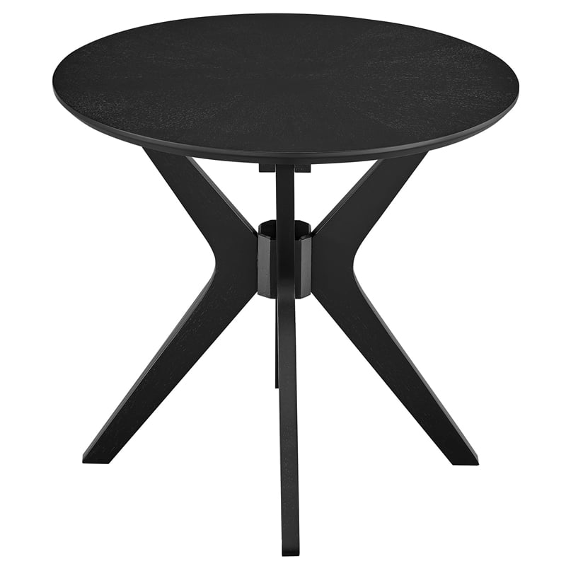 Pemberly Row 24 in Round Side Table with Ash Wood Veneer in Black