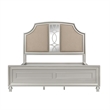 Pemberly Row Upholstered Wood California King Bed in Matte Silver Finish