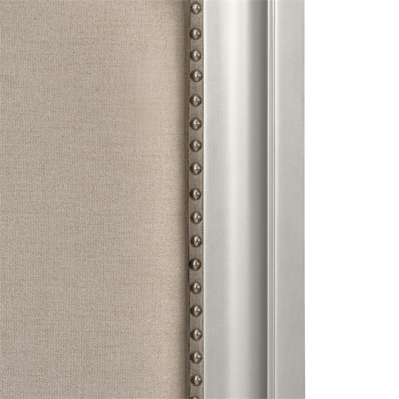 Pemberly Row Upholstered Wood California King Bed in Matte Silver Finish