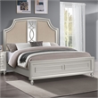 Pemberly Row Upholstered Wood California King Bed in Matte Silver Finish