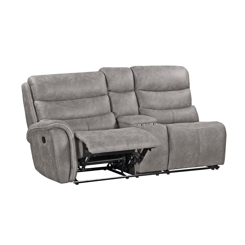 Pemberly Row 3-Piece Manual Reclining Sectional with Hardwood Frame in Gray