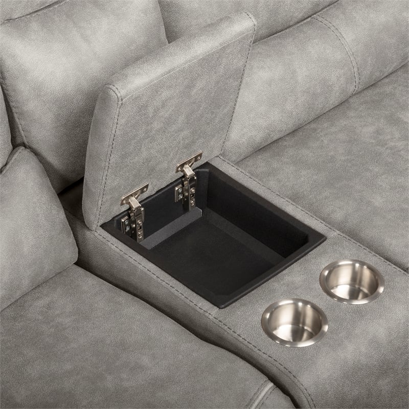 Pemberly Row 3-Piece Manual Reclining Sectional with Hardwood Frame in Gray