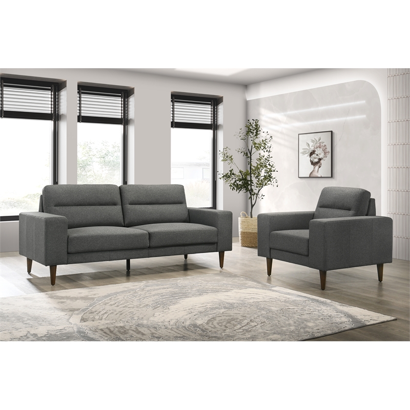 Pemberly Row Gray Sofa and Chair Set with Polyester Upholstery and Foam Cushions