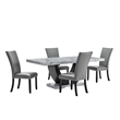 Pemberly Row Faux Marble Wood 5-Piece Dining Set in Gray and Black