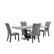 Pemberly Row Faux Marble Wood 5-Piece Dining Set in Gray and Black