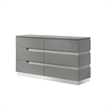 Pemberly Row Paradox Glam 6-Drawer Dresser with Gray Gloss Laminate Finish
