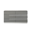 Pemberly Row Paradox Glam 6-Drawer Dresser with Gray Gloss Laminate Finish