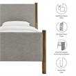Pemberly Row Heathered Weave Fabric Upholstered Twin Platform Bed - Wheat Walnut