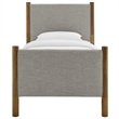 Pemberly Row Heathered Weave Fabric Upholstered Twin Platform Bed - Wheat Walnut