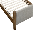 Pemberly Row Heathered Weave Fabric Upholstered Twin Platform Bed - Wheat Walnut