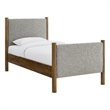 Pemberly Row Heathered Weave Fabric Upholstered Twin Platform Bed - Wheat Walnut