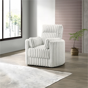 Pemberly Row Fabric Swivel Accent Chair in White