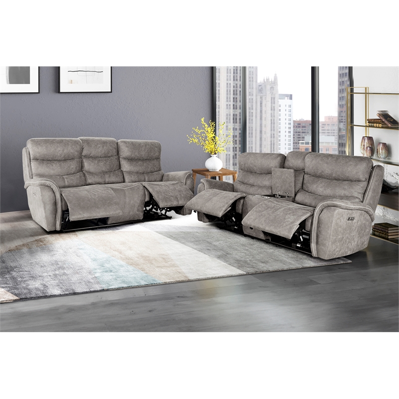Pemberly Row 2-Piece Gray Fabric Power Reclining Living Room Set