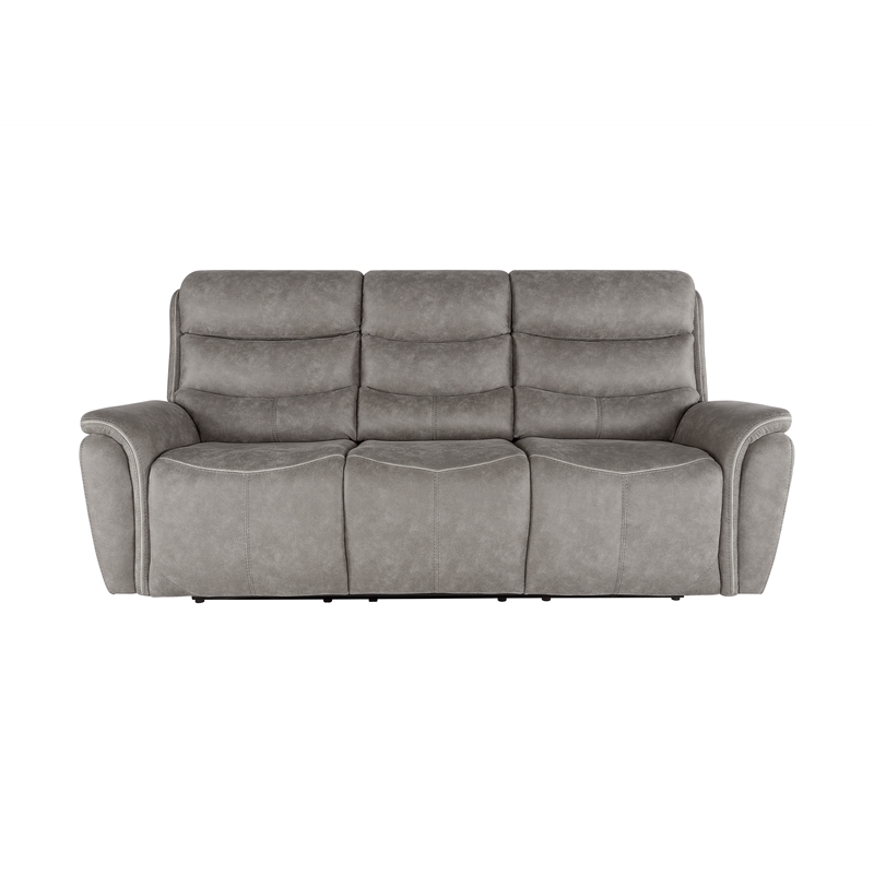 Pemberly Row 3-Piece Fabric Power Living Room Set in Gray with USB Ports