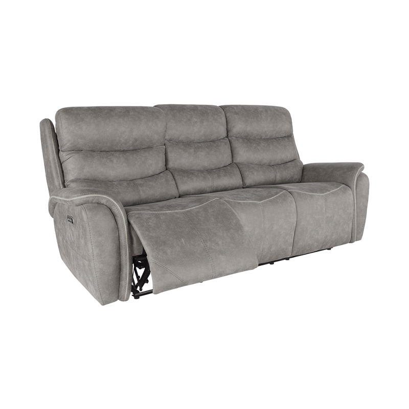 Pemberly Row 3-Piece Fabric Power Living Room Set in Gray with USB Ports