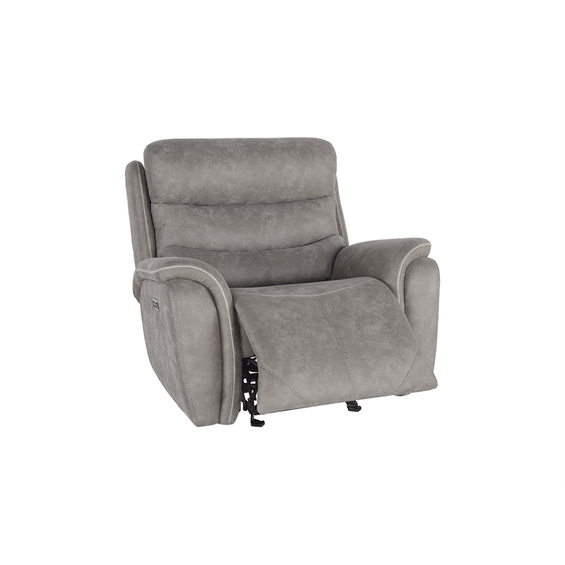 Pemberly Row 3-Piece Fabric Power Living Room Set in Gray with USB Ports