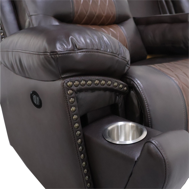 Pemberly Row 3-Piece Brown Faux Leather Power Reclining Living Room Set