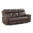 Pemberly Row 3-Piece Fabric Power Living Room Set in Mocha Polyester