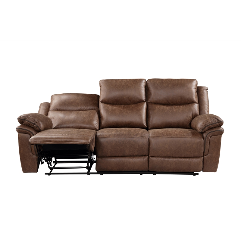 Pemberly Row 3-Piece Fabric Power Living Room Set in Brown Polyester