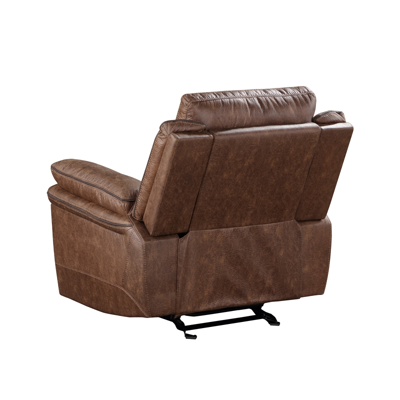 Pemberly Row 3-Piece Fabric Power Living Room Set in Brown Polyester