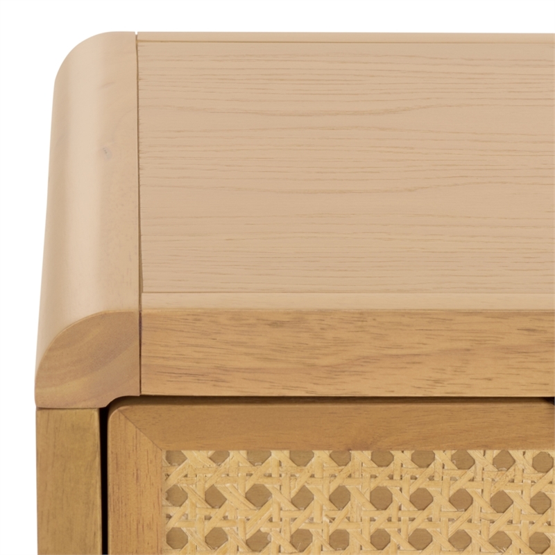 Pemberly Row Wood 1 Drawer Nightstand with Shelf in Natural Finish