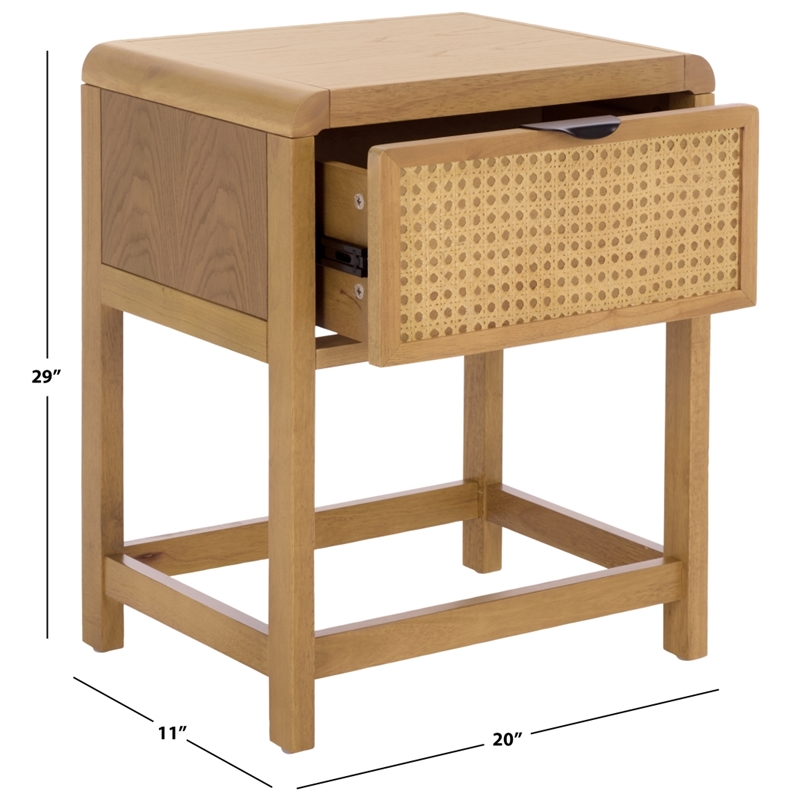 Pemberly Row Wood 1 Drawer Nightstand with Shelf in Natural Finish