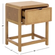 Pemberly Row Wood 1 Drawer Nightstand with Shelf in Natural Finish