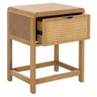 Pemberly Row Wood 1 Drawer Nightstand with Shelf in Natural Finish