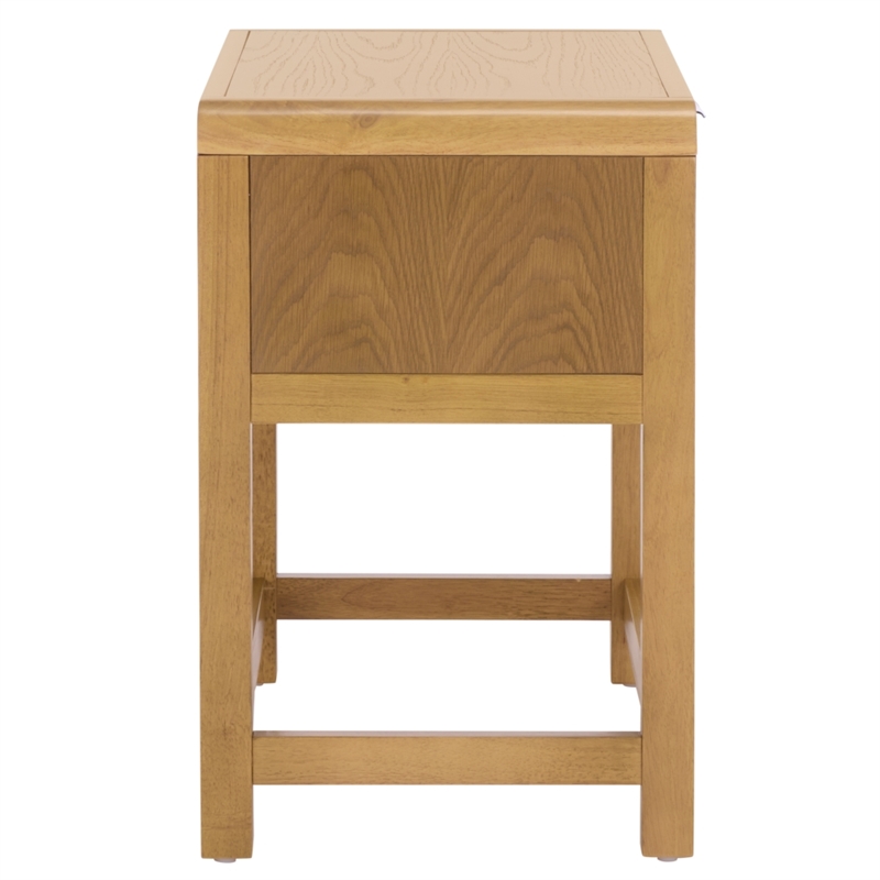 Pemberly Row Wood 1 Drawer Nightstand with Shelf in Natural Finish