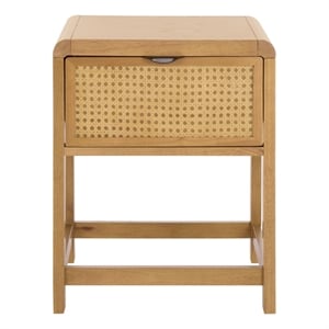 Pemberly Row Wood 1 Drawer Nightstand with Shelf in Natural Finish