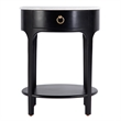 Pemberly Row Oval Marble Top Nightstand with Shelf in Black and White