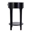 Pemberly Row Oval Marble Top Nightstand with Shelf in Black and White