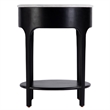 Pemberly Row Oval Marble Top Nightstand with Shelf in Black and White