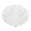 Pemberly Row Oval Marble Top Nightstand with Shelf in Black and White