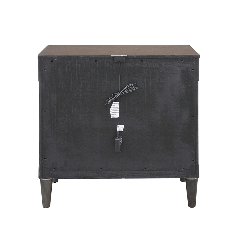 Pemberly Row 3-Drawer Nightstand with USB Ports in Piano Brown Finish