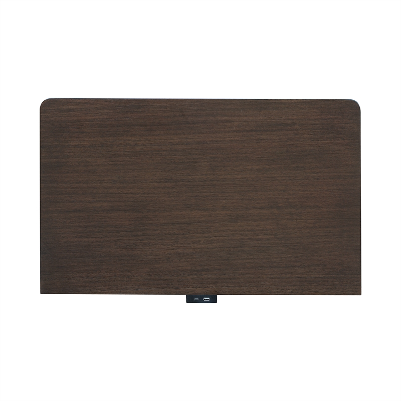 Pemberly Row 3-Drawer Nightstand with USB Ports in Piano Brown Finish