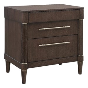Pemberly Row 3-Drawer Nightstand with USB Ports in Piano Brown Finish
