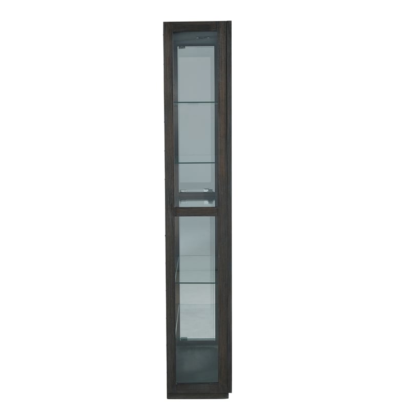 Pemberly Row Side Entry Curio Cabinet in Espresso Brown Wood with Lighting