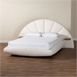 Pemberly Row Cream King Floating Bed with Shelves and Boucle Upholstery