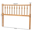 Pemberly Row Oak Brown Queen Spindle Headboard in Solid Rubberwood