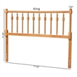 Pemberly Row Oak Brown Queen Spindle Headboard in Solid Rubberwood
